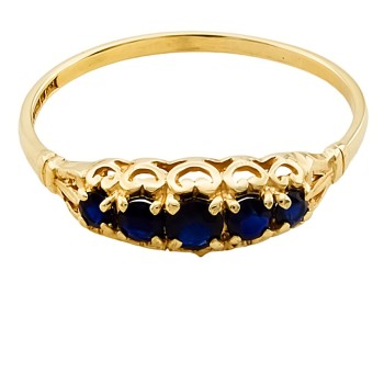 9ct Gold Sapphire 5 Stone Ring size Q